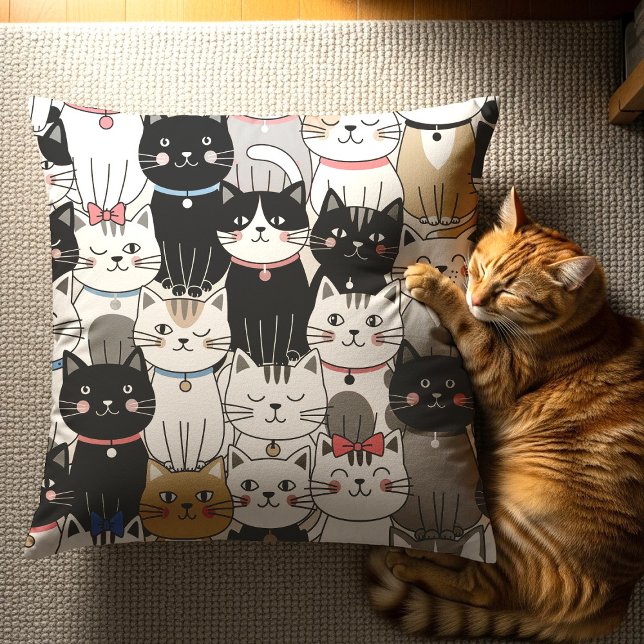 Coussin Motif de chat fantaisiste mignon (Créateur téléchargé)