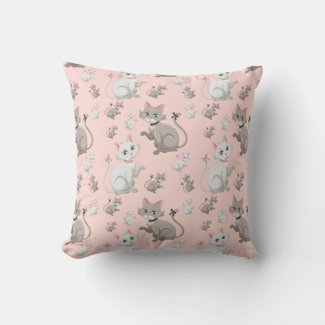 Coussin Motif de chat mignon et de chaton (Recto)