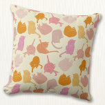 Coussin Motif de chat moderne rose orange<br><div class="desc">Fun chaton chaton moderne motif en rose et orange sur un arrière - plan crème. Art original de Nic Squirrell.</div>