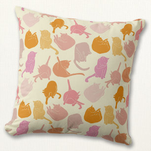 Coussin Motif de chat moderne rose orange