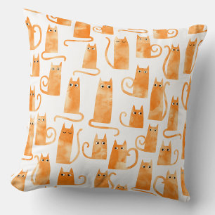 Coussin Motif de chat orange