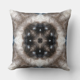 Coussin Motif de chat siamois kaléidoscope avec des yeux b