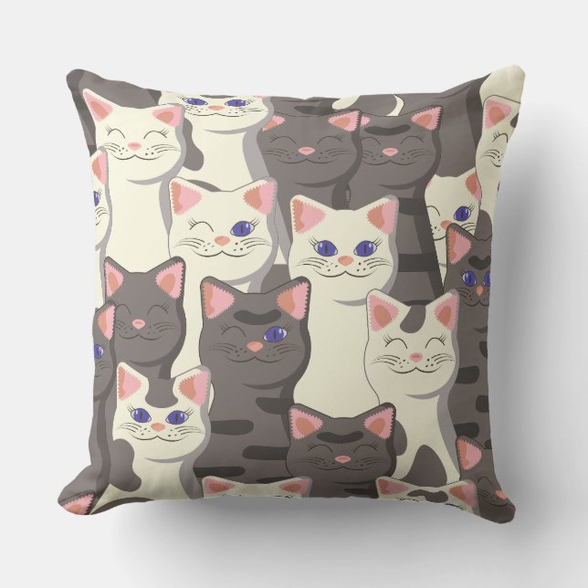 Coussin Motif de chats blancs et gris (Recto)