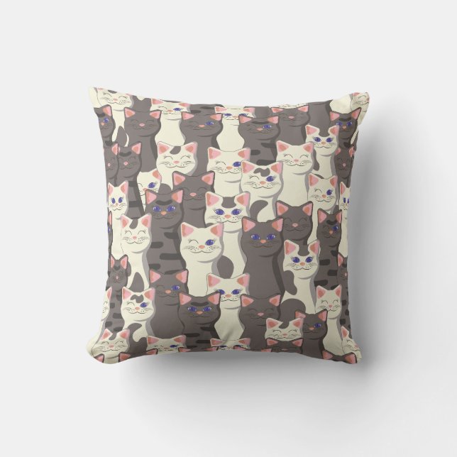Coussin Motif de chats blancs et gris (Recto)