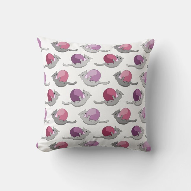 Coussin Motif de chats mignons et heureux jouant avec des  (Recto)
