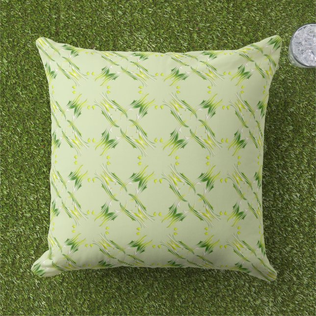 Coussin Motif de chaux verte de style baroque. (Herbe)
