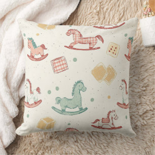 Coussin Motif de cheval à bascule en détresse vintage