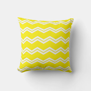 Coussin Motif de chevron blanc jaune moderne