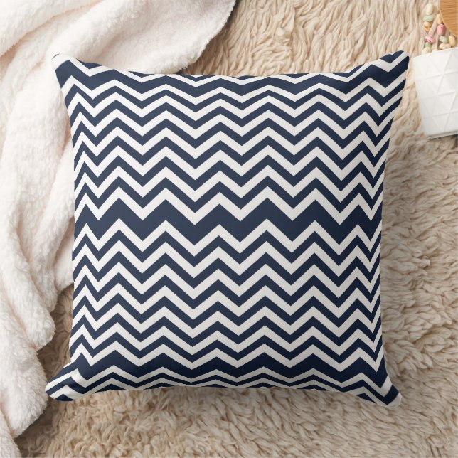 Coussin Motif de chevron bleu et blanc de la marine (Couverture)