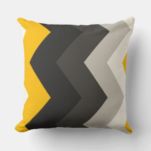 Coussin Motif de chevron jaune et gris