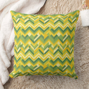 Coussin Motif de chevron vert et jaune