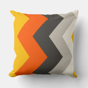 Coussin Motif de chevrons orange et gris