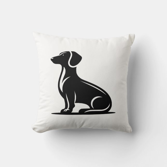 Coussin Motif de chien simple silhouette de chien de chass (Recto)
