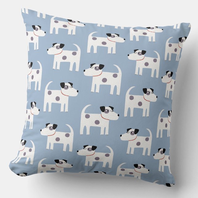 Coussin Motif de chien Terrier Jack Russell Bleu (Parson Jack Russell terrier dog pattern throw pillow)