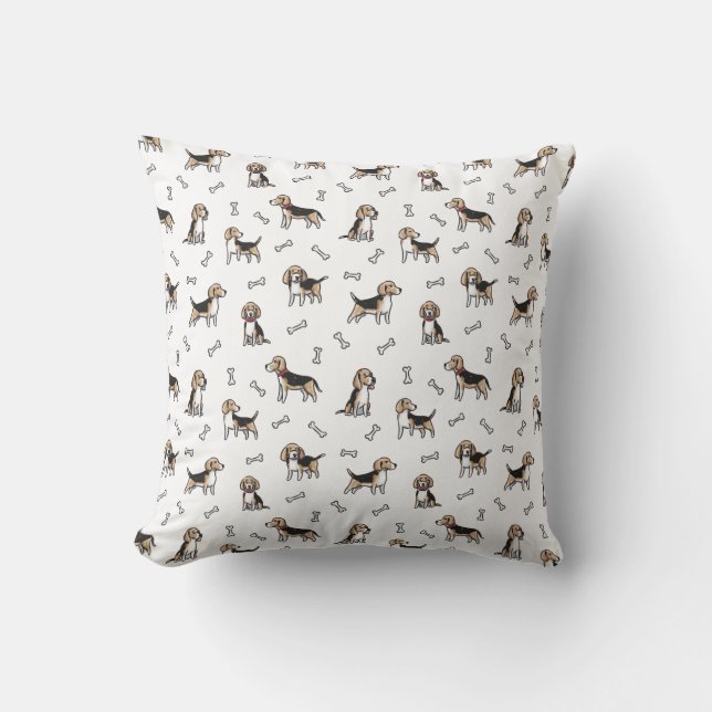 Coussin motif de chiens Beagles (Recto)