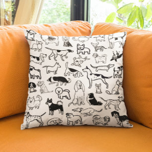 Coussin Motif de chiens noirs et blancs   Cute Canine Love