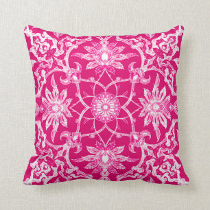 Coussin Motif de Chinois de Nouveau d'art - rose de