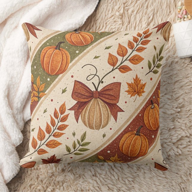 Coussin Motif de chute de citrouille et de feuilles d'auto (Couverture)