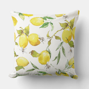 Coussin Motif de citron à l'aquarelle