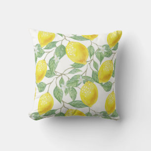 Coussin Motif de citron à l'aquarelle PixDezines avec coul