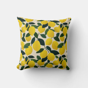 Coussin Motif de citron de fruit d'agrumes jaune méditerra