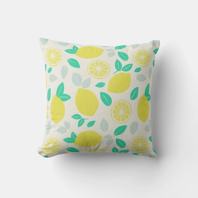 Coussin Motif de citron d'été en crème (Recto)