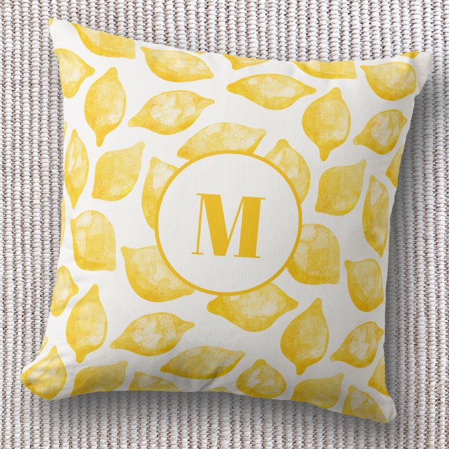 Coussin Motif de citron monogramme (Créateur téléchargé)