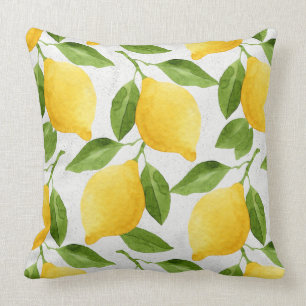Coussin Motif de citrons d'aquarelle