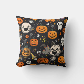 Coussin Motif de citrouille Jack-O'-Lantern Spooky & Cute