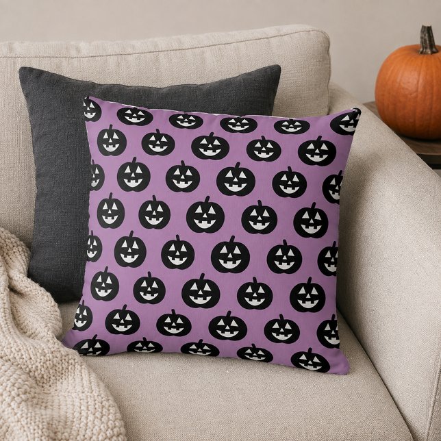 Coussin Motif de citrouille Jack o Lantern violet pour Hal (Créateur téléchargé)