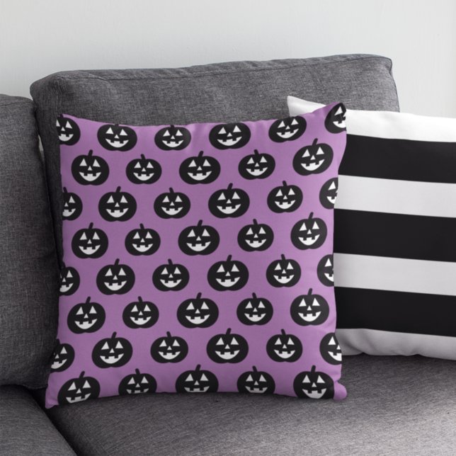 Coussin Motif de citrouille Jack o Lantern violet pour Hal (Créateur téléchargé)