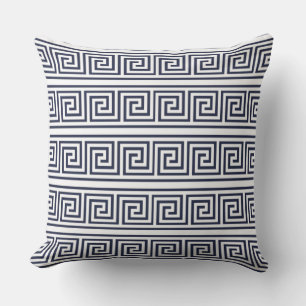 Coussin Motif de clé grecque bleu tendance et élégant