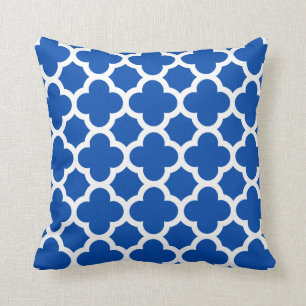 Coussin Motif de Cobalt Blue Quatrefoil Trellis