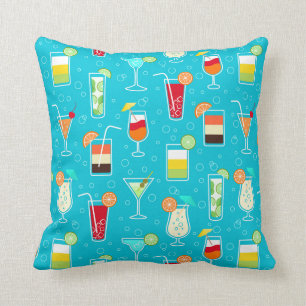 Coussin Motif de cocktail sur l'arrière - plan turquoise