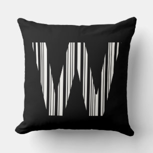 COUSSIN MOTIF DE CODE À BARRES DE PREMIÈRE INITIALE LETTRE