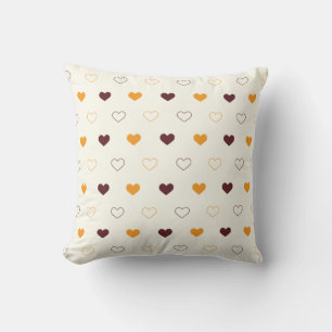 Coussin Motif de cœur avec des cœurs orange et marron