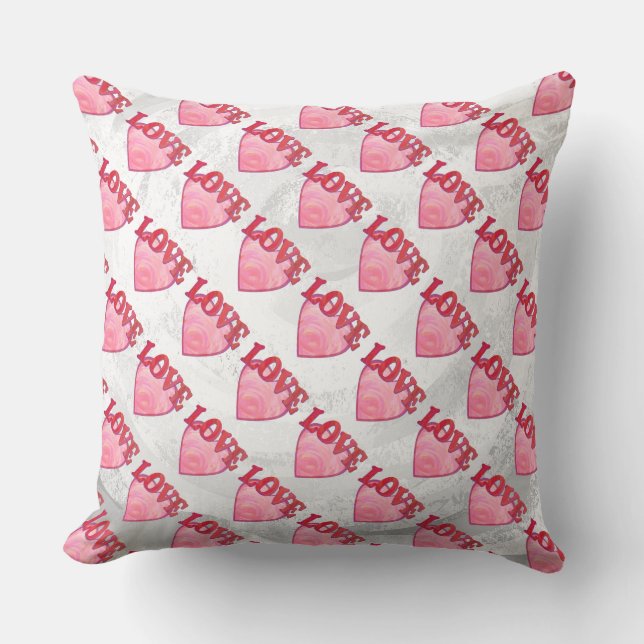Coussin Motif de coeur d'amour rose (Recto)