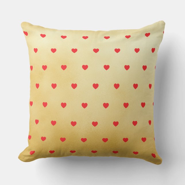 Coussin Motif de cœur d'amour rouge et or (Recto)