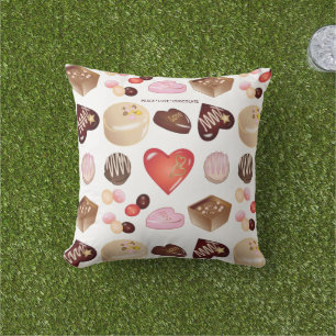Coussin Motif de cœur de bonbon en chocolat chic mignon