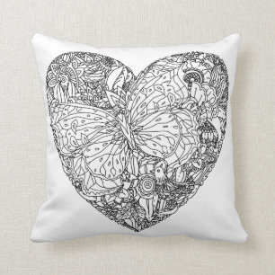Coussin Motif de coeur de papillon