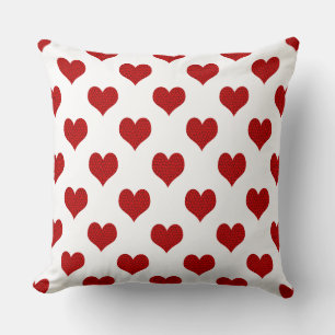 Coussin Motif de cœur en mosaïque rouge