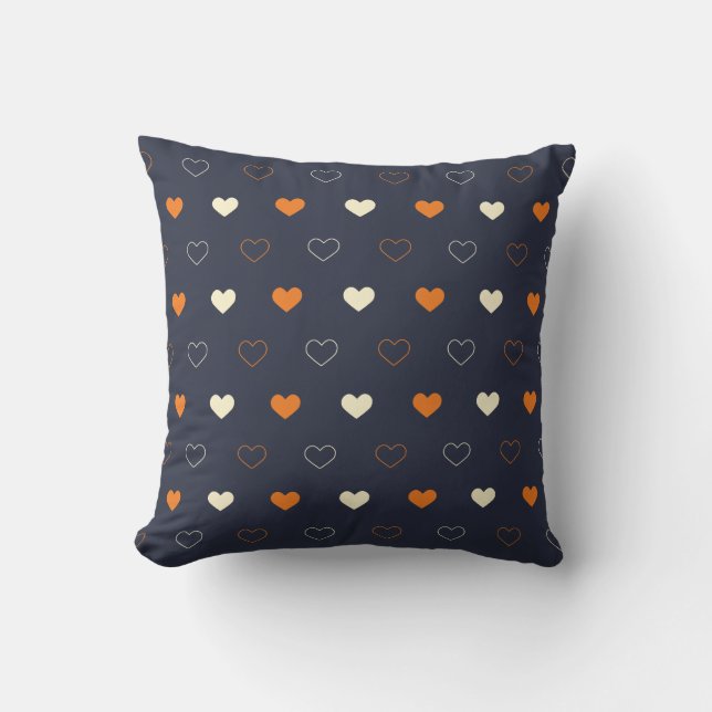 Coussin Motif de cœur en orange et crème (Recto)
