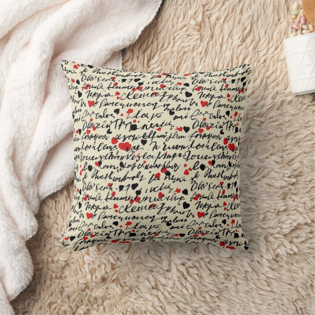 Coussin Motif de cœur moderne avec fond de script (6) (Couverture)