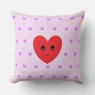 Coussin Motif de coeur rose clair et violet