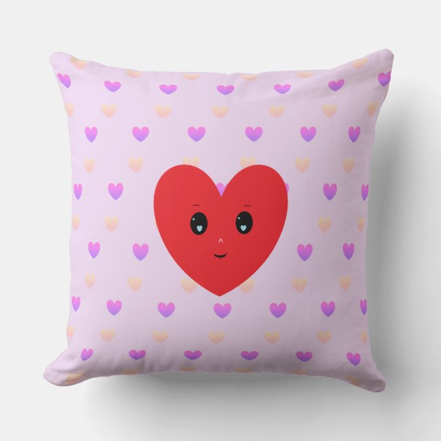 Coussin Motif de cœur rose clair et violet (Recto)