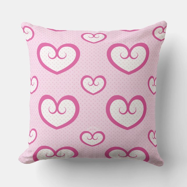 Coussin Motif de cœur rose et blanc mignon (Recto)