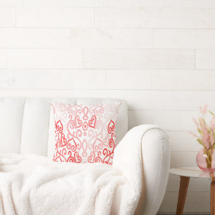 Coussin Motif de coeur rouge et rose
