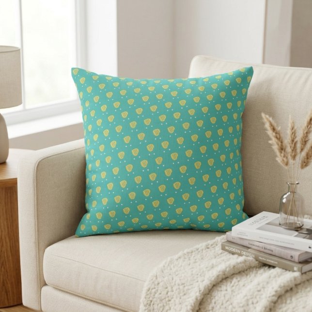 Coussin Motif de cœur sarcelle mignon : Conception amoureu (Créateur téléchargé)