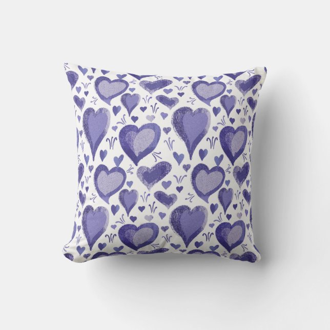 Coussin Motif de coeur violet Dessin Saint Valentin (Recto)