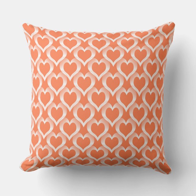 Coussin Motif de cœurs blancs corail (Recto)